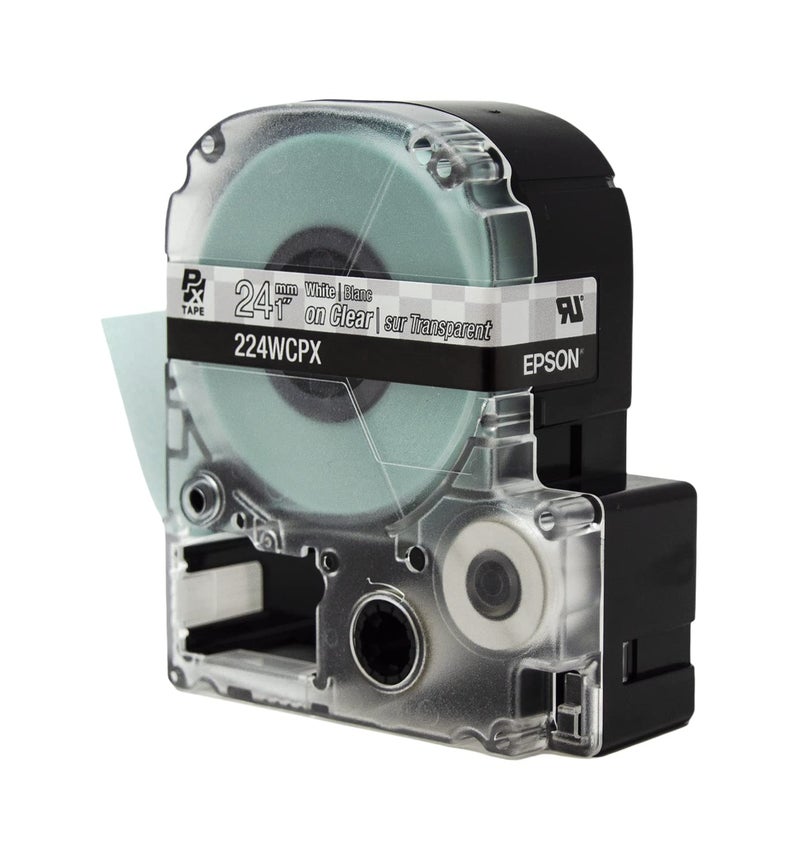 LABELWORKS Epson LABELWORKS 224WCPX PET (Polyester) Tape Cartridge - White on Clear Label Maker Tape - 1"" (24MM) Wide  30' - Image 3